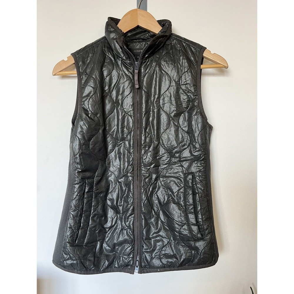 J Crew Dark Gray Lightweight Double Zipper Vest Womens Size XS